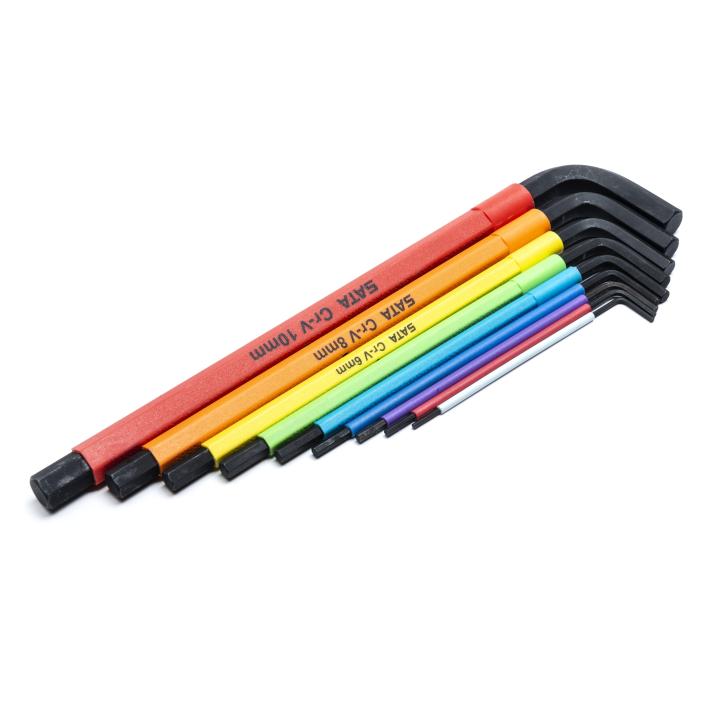 Image of 9-Key Metric Long Color Hex Key Set - SATA