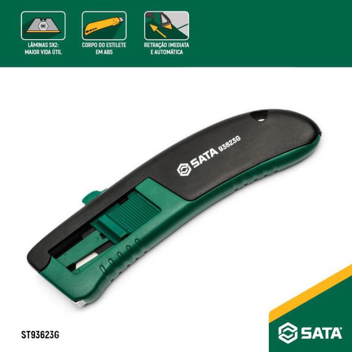 Estilete de Segurança Auto - Retrátil Trapezoidal - SATA Brasil