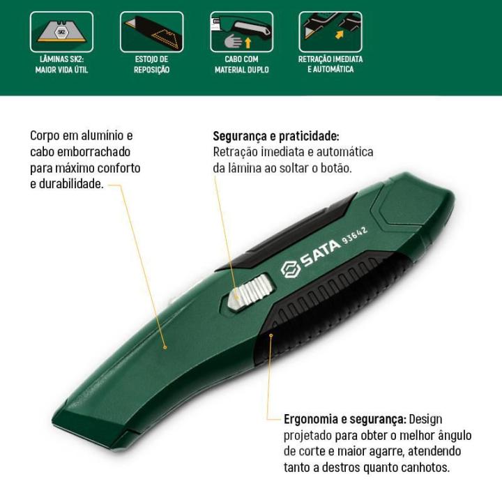 Estilete de Segurança Reforçado Trapezoidal - SATA Brasil