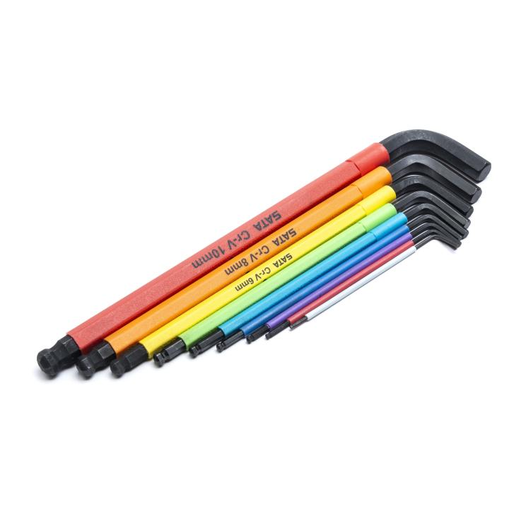 Image of 9-Key Metric Long Ball Point Hex Key Set - SATA