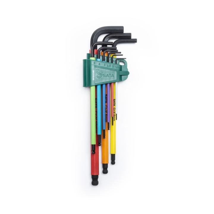 Image of 9-Key Metric Long Ball Point Hex Key Set - SATA