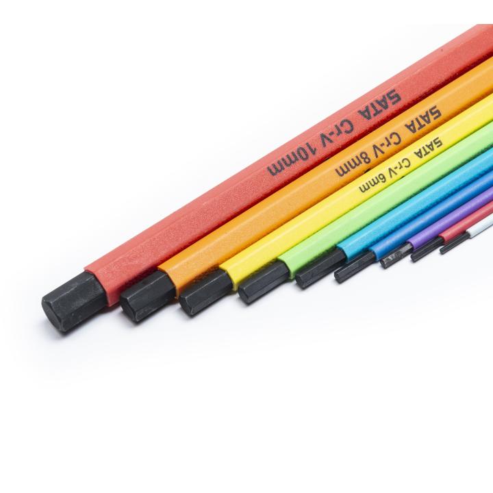 Image of 9-Key Metric Long Color Hex Key Set - SATA