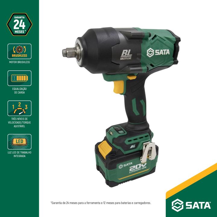 CHAVE DE IMPACTO BRUSHLESS À BATERIA 20V 1100Nm SATA - ST151076