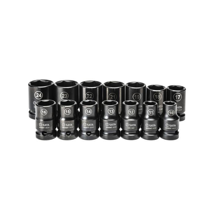 Jogo de Soquetes de Impacto Parede Fina Thinwall de 10 - 24mm com