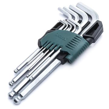 Image of 9-Key CRV Metric Long Ball Point Hex Key Set - SATA