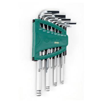 Image of 12-Key SAE Long Ball Point Hex Key Set - SATA